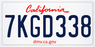 CA license plate 7KGD338