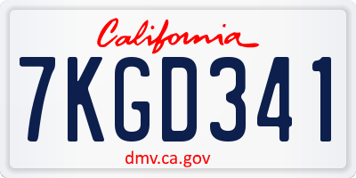 CA license plate 7KGD341