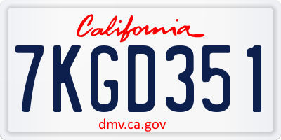 CA license plate 7KGD351