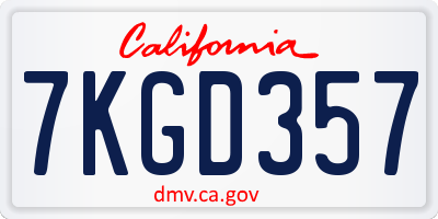 CA license plate 7KGD357