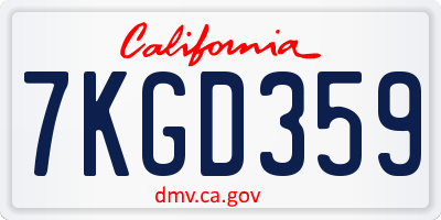 CA license plate 7KGD359