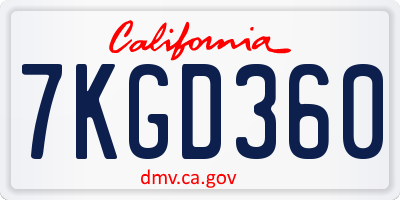 CA license plate 7KGD360
