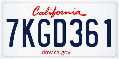 CA license plate 7KGD361