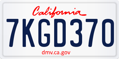 CA license plate 7KGD370