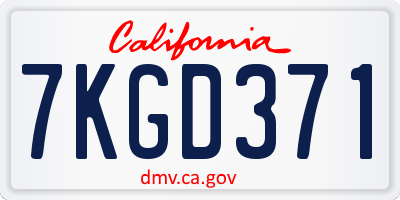 CA license plate 7KGD371