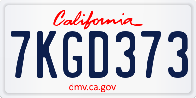 CA license plate 7KGD373
