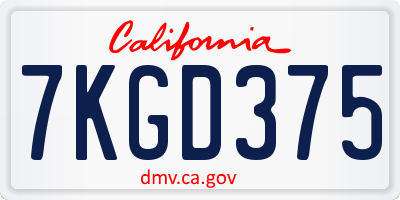 CA license plate 7KGD375
