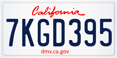 CA license plate 7KGD395