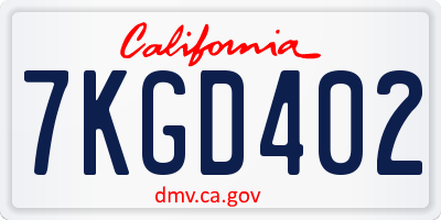 CA license plate 7KGD402