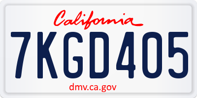 CA license plate 7KGD405