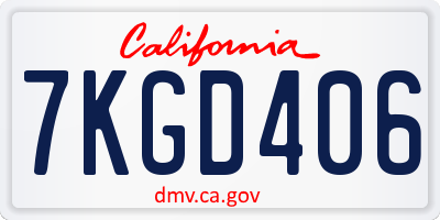 CA license plate 7KGD406