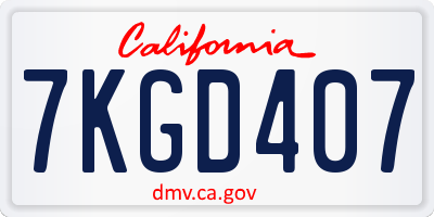 CA license plate 7KGD407