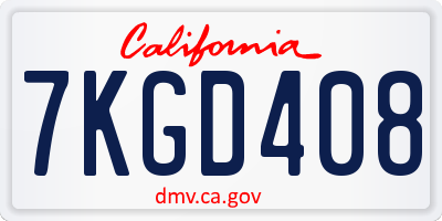 CA license plate 7KGD408