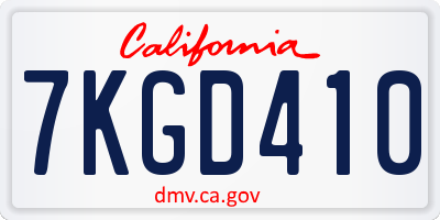 CA license plate 7KGD410