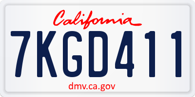 CA license plate 7KGD411