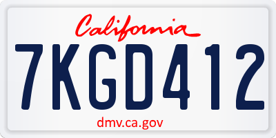 CA license plate 7KGD412