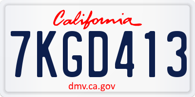 CA license plate 7KGD413