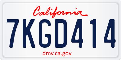 CA license plate 7KGD414