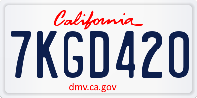 CA license plate 7KGD420