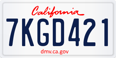 CA license plate 7KGD421