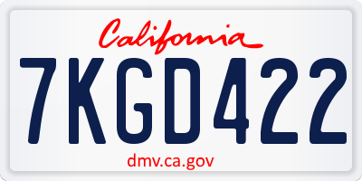 CA license plate 7KGD422