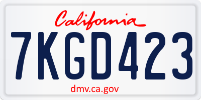 CA license plate 7KGD423