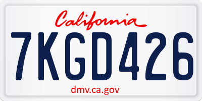 CA license plate 7KGD426