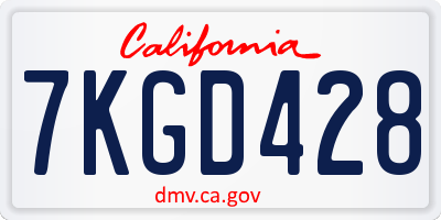 CA license plate 7KGD428