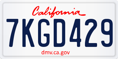CA license plate 7KGD429