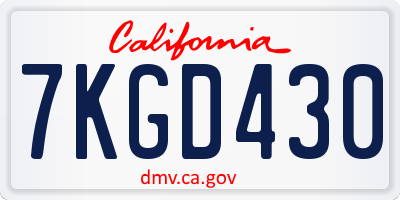 CA license plate 7KGD430
