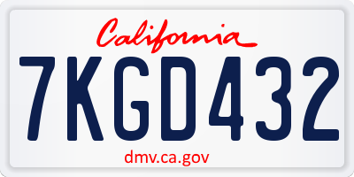 CA license plate 7KGD432