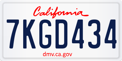CA license plate 7KGD434