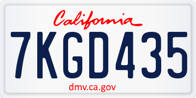 CA license plate 7KGD435
