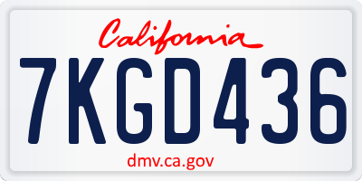 CA license plate 7KGD436