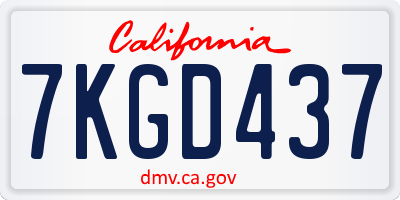 CA license plate 7KGD437