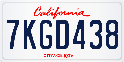 CA license plate 7KGD438