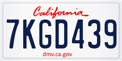 CA license plate 7KGD439