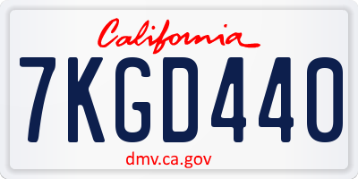 CA license plate 7KGD440