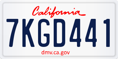 CA license plate 7KGD441