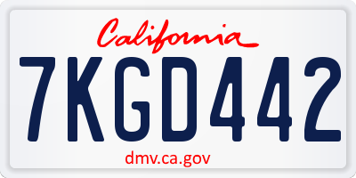 CA license plate 7KGD442