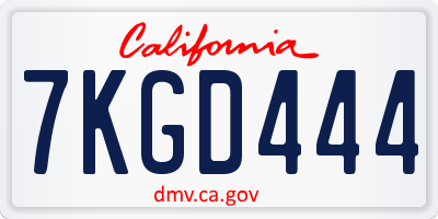 CA license plate 7KGD444