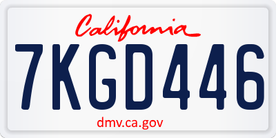 CA license plate 7KGD446