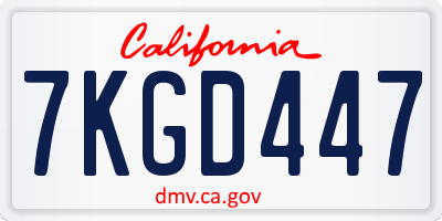 CA license plate 7KGD447
