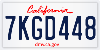 CA license plate 7KGD448