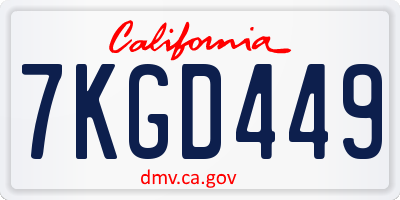 CA license plate 7KGD449