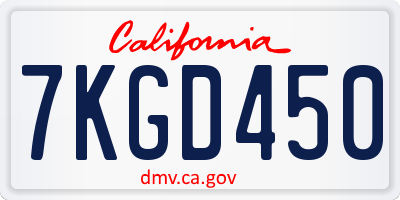 CA license plate 7KGD450