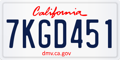 CA license plate 7KGD451