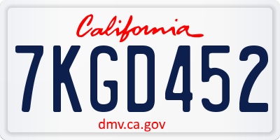 CA license plate 7KGD452
