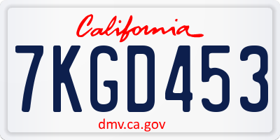 CA license plate 7KGD453