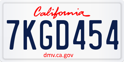 CA license plate 7KGD454